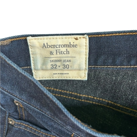 Men’s Abercrombie & Fitch Dark Wash‎ Skinny Jean 32X30 Buttonfly Zip Pockets - Picture 5 of 7